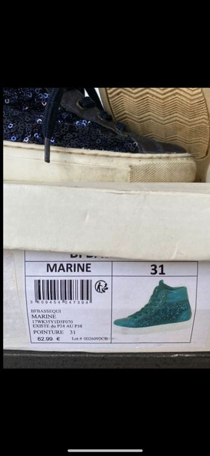Basket pailleté bleu nuit Taille 31 - photo numéro 2
