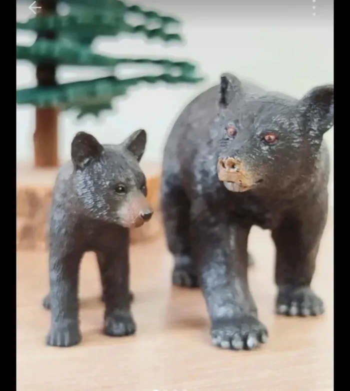 PAPO ours noir et son ourson Figurine animal de la forêt