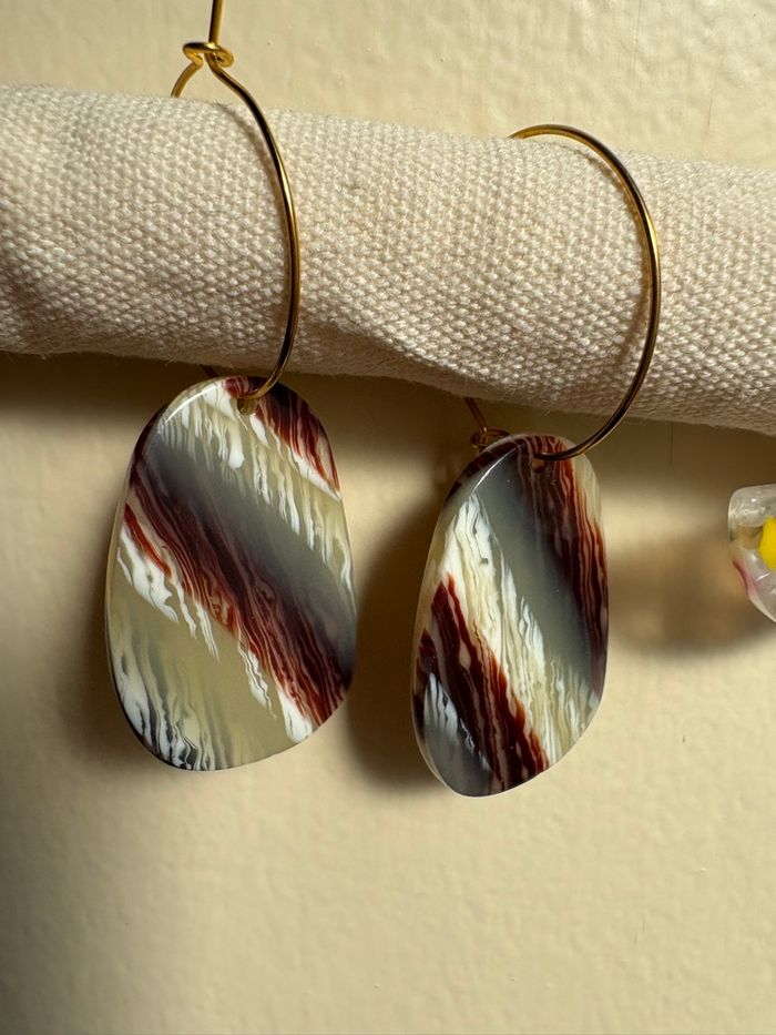 2 paires de boucles d’oreilles en acétate cellulosique (écaille de tortue ) - photo numéro 5