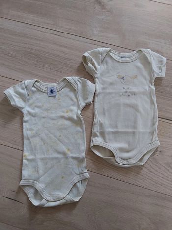 Lot de 2 bodies mixte garçon/fille manches courtes Petit Bateau 6 mois (78)