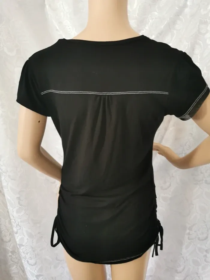 Top noir imprimé floral/dragonfly – La Mode est à Vous – T.38 - photo numéro 7