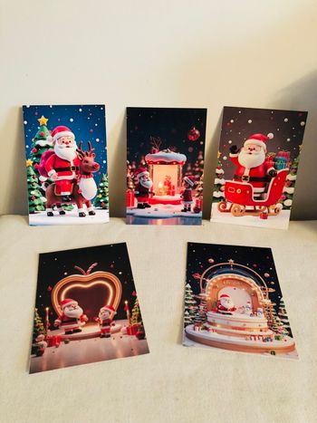 Lot de 5 cartes de vœux pour noël type carte postale