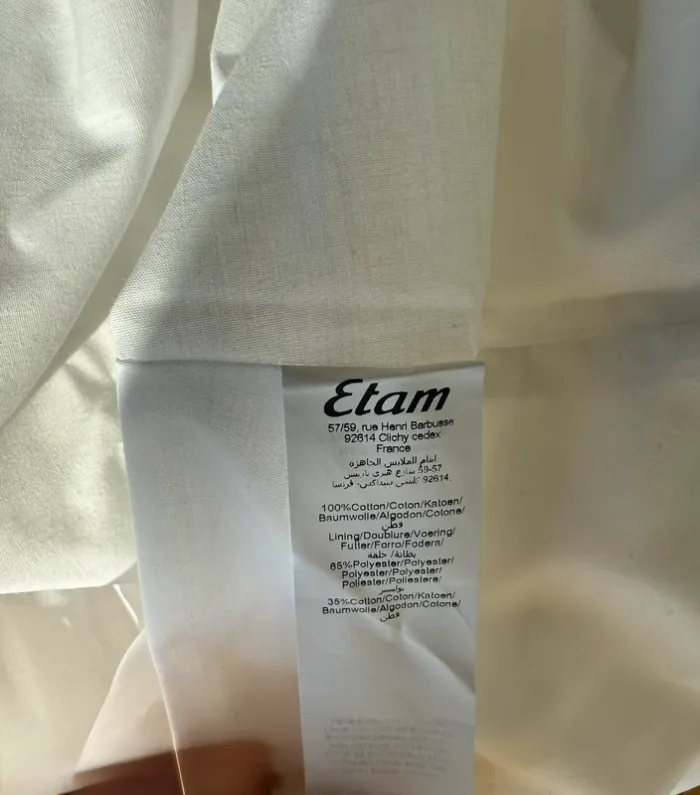 Robe blanche légèrement satinee Etam NEUVE - photo numéro 4