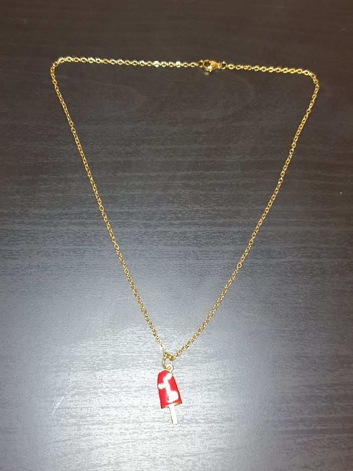 Collier "Glace" rouge chaîne en acier inoxydable - photo numéro 3