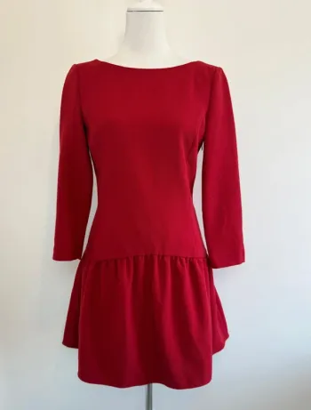 Robe Bash unie rouge en laine et polyester taille 1 soit S parfait état