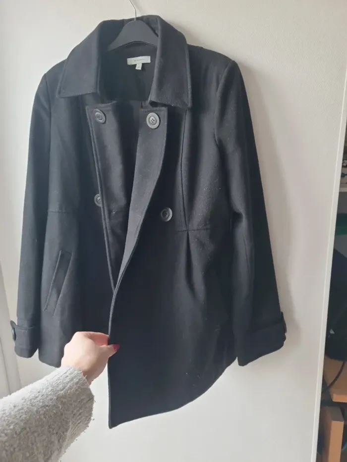 veste chaude caban noir tex woman - photo numéro 2