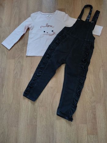 Ensemble salopette et tee shirt Catimini