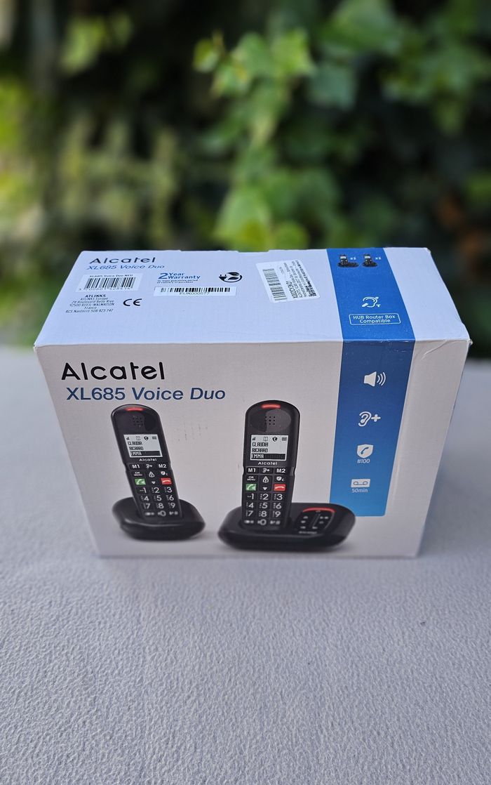 NEUF – Téléphone fixe sans fil DECT "ALCATEL XL685 Voice Duo" pour senior avec répondeur intégr