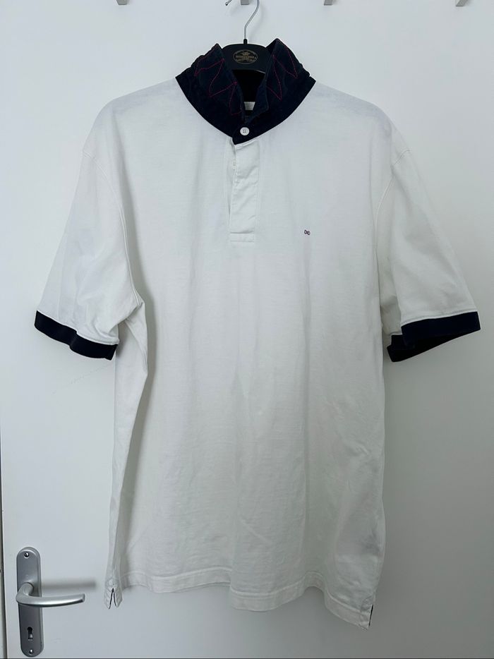 Polo manches courtes blanc empiècement dos col marine Eden Park 2XL
