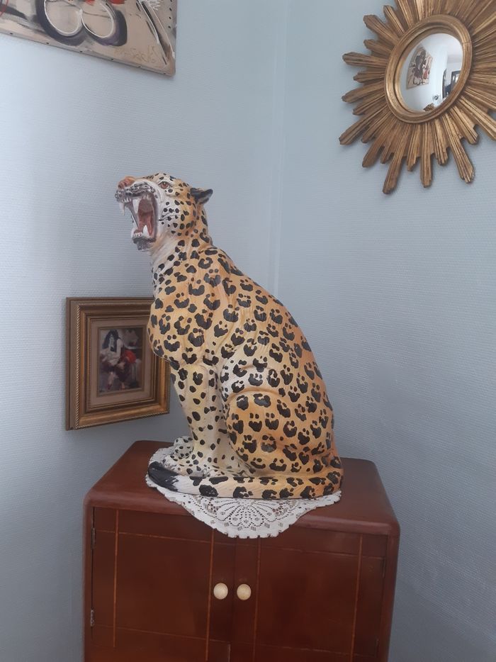 Grande panthère terre cuite années 60/70 - photo numéro 2