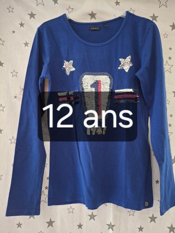 Tee-shirt bleu foncé avec strass 12 ans IKKS