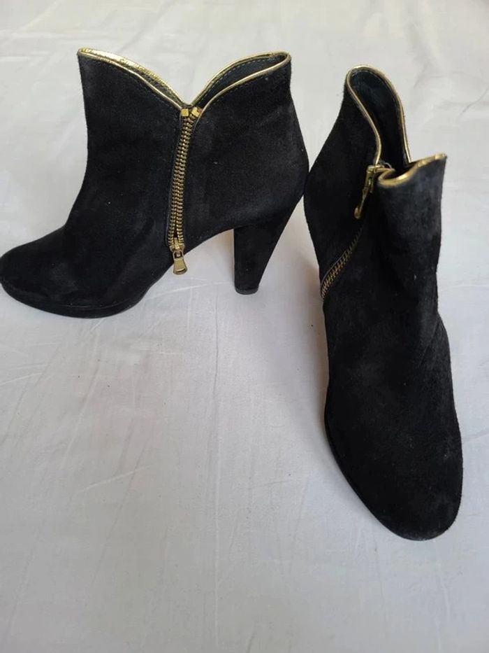Bottine noire nubuck taille 38 kookai - photo numéro 2