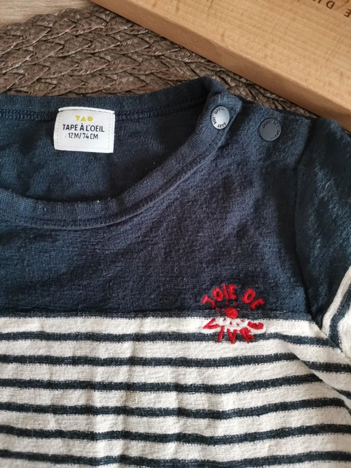 T-shirt manches longues 12 mois tape à l'œil marin - photo numéro 2