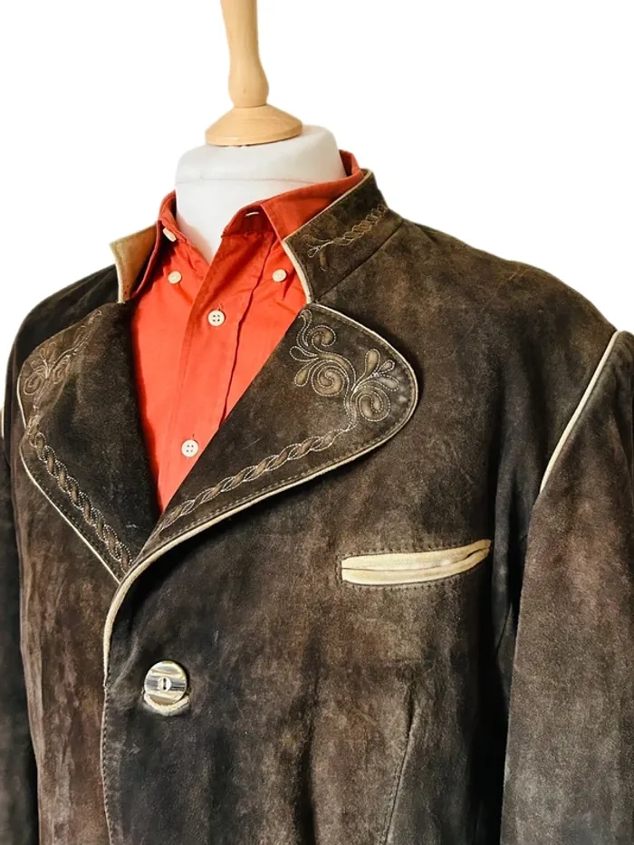 🍁 Veste daim autrichienne vintage Trachten 54/XL Cottagecore Oktoberfest Austrian leather jacket🍁 - photo numéro 8