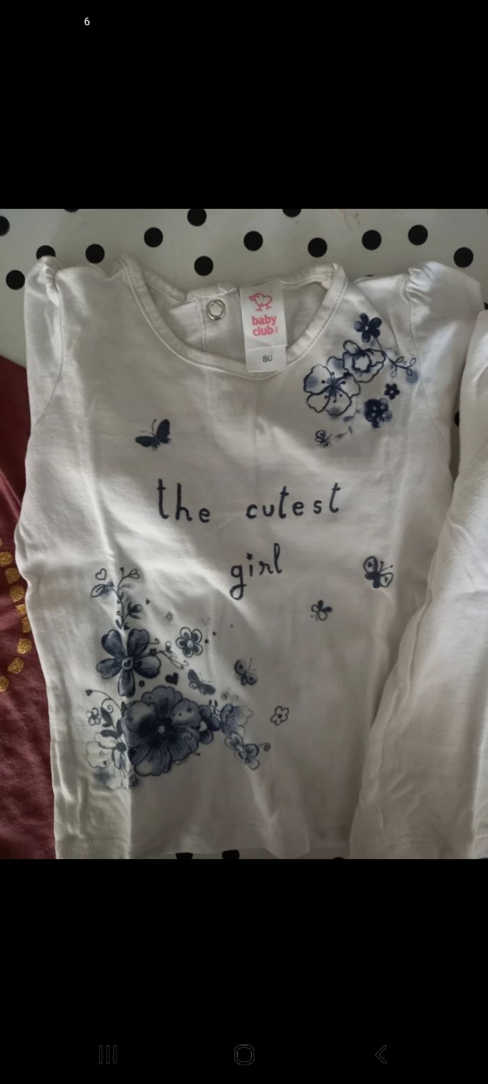 Lot de 3 t-shirts ML fille 12 mois - photo numéro 4