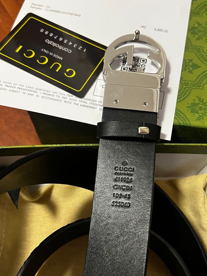 Ceinture homme Gucci GG à boucle argentée - photo numéro 2