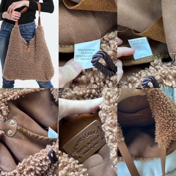 Sac fourre-tout bouclette avec anses en cuir Borse In Pelle - photo numéro 5