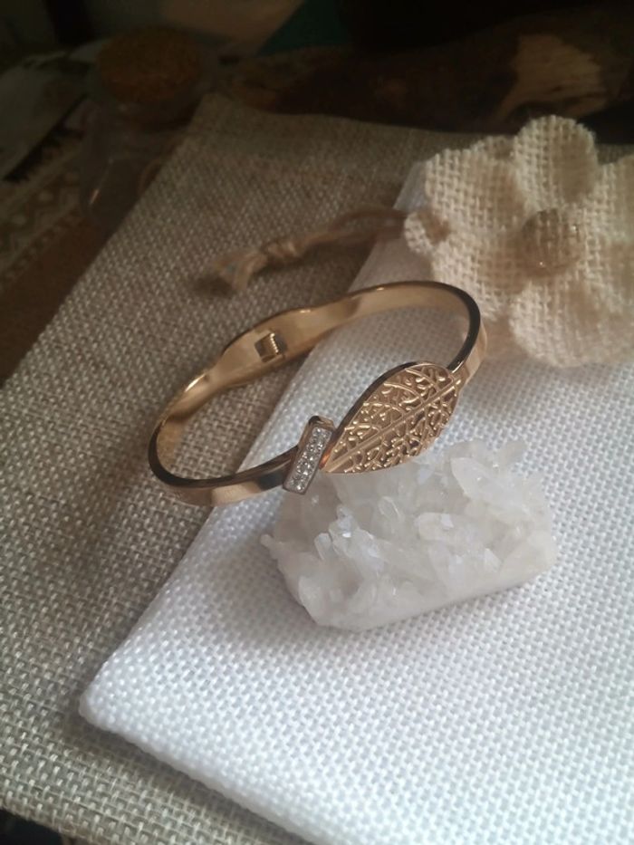 Bracelet feuille zircons en acier - photo numéro 2