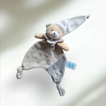 Doudou plat ours Baby Nat' gris – Étoile & lune 🌙⭐