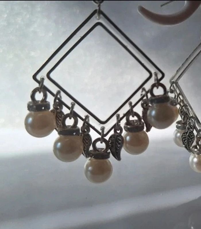 Boucles d’oreilles pendantes argentées - photo numéro 5