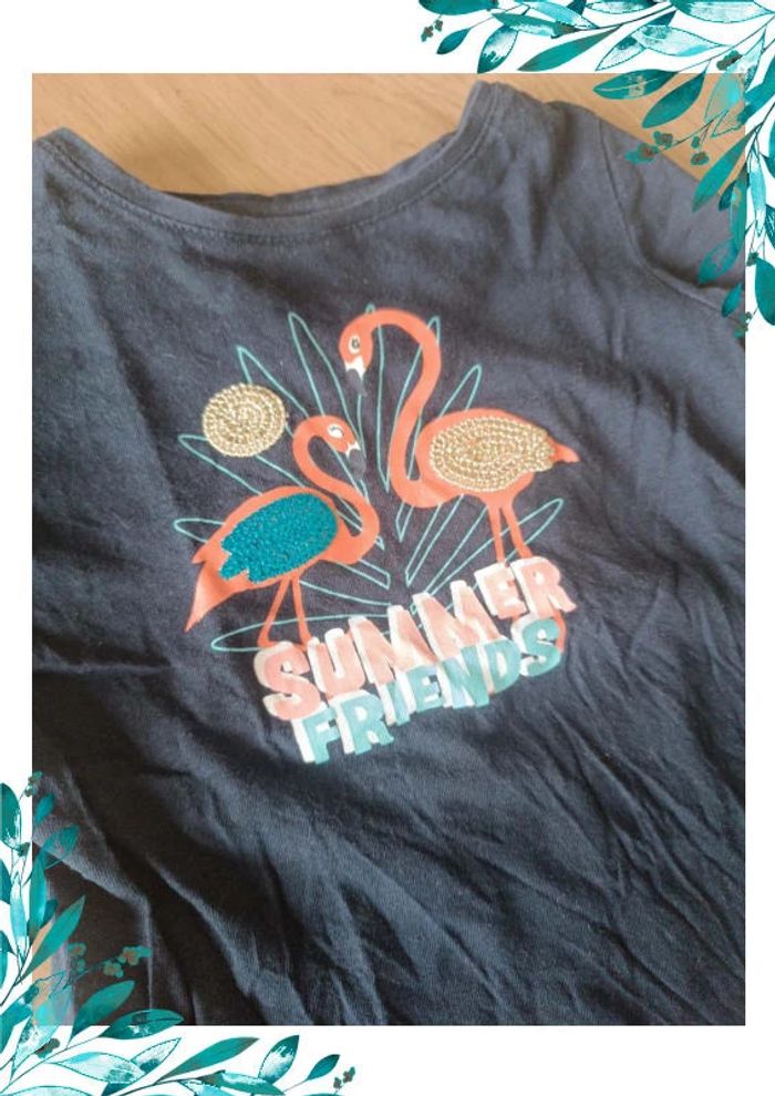 T-shirt 4 ans flamants roses - photo numéro 3