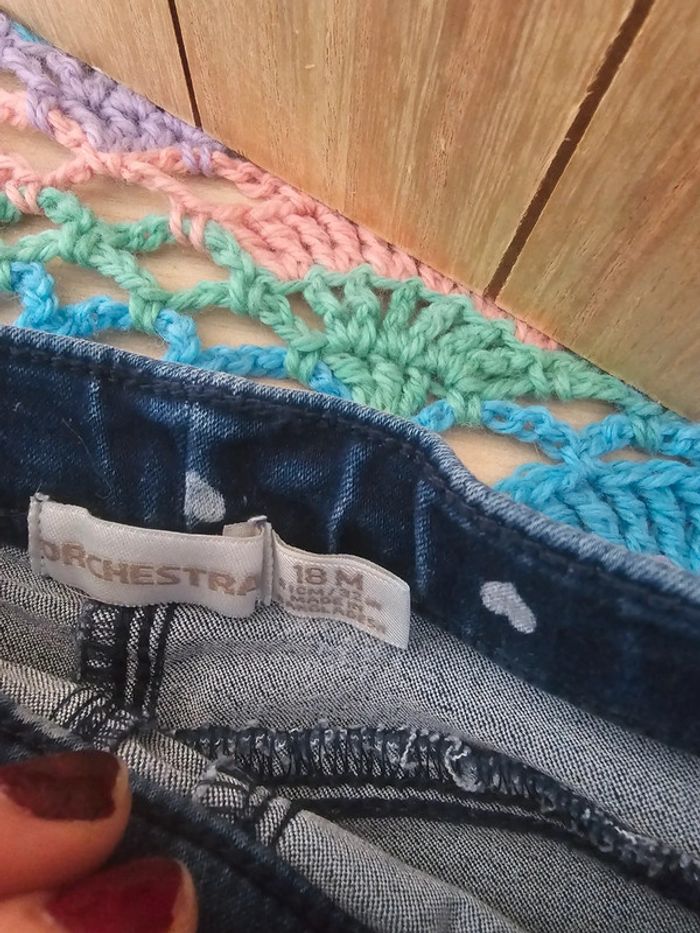Jeans bleu extensible a coeurs Orchestra 18 mois - photo numéro 3