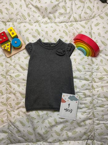 robe manches courtes en laine gris tape à l'oeil 9 mois