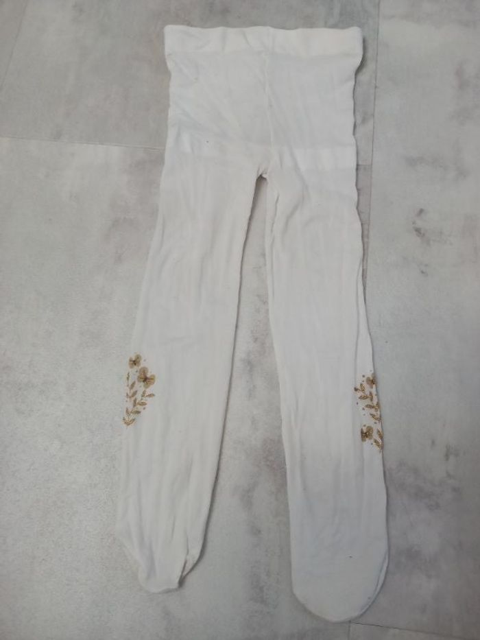Collants fin blancs motifs dorés