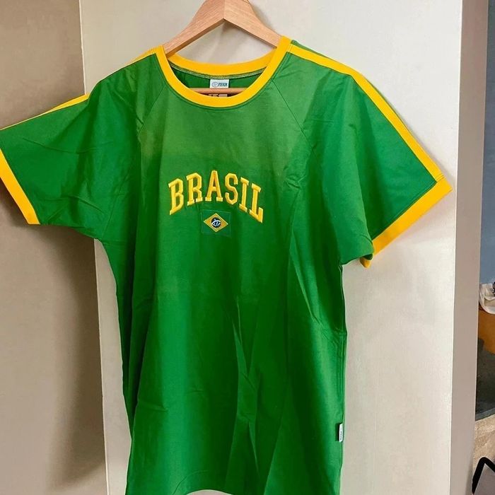 T-shirt vert vintage Brasil Pierim GG/XL 100% coton Made in Brazil coupe unisexe supporter Brésil - photo numéro 4