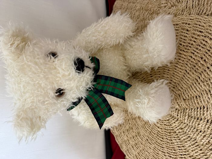 Lapin blanc peluche avec ruban eden - photo numéro 2