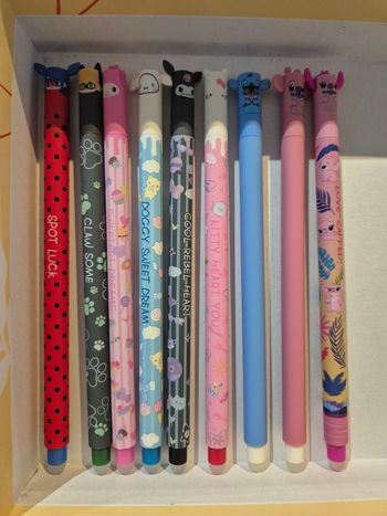 Lot de 9 stylos effaçables personnages de dessin animé