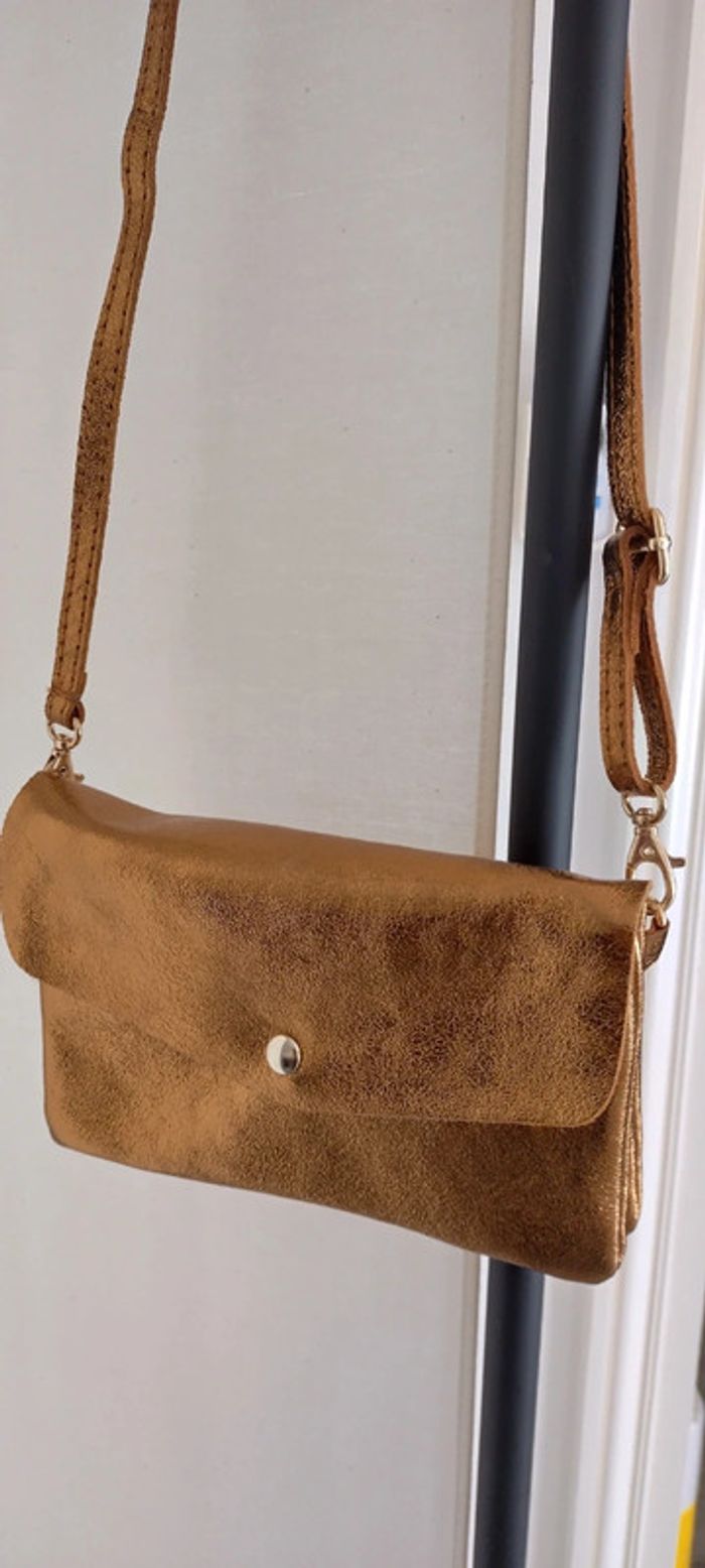 Sac pochette Bohm "Bahamas" cuir doré