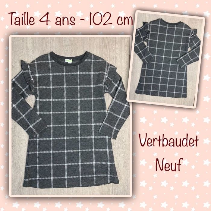Robe à carreaux gris cendré -taille 4 ans - 102cm