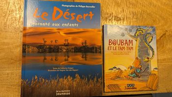 Lot de 2 livres "Le désert raconté aux enfants" et "Boubam et le Tam-tam