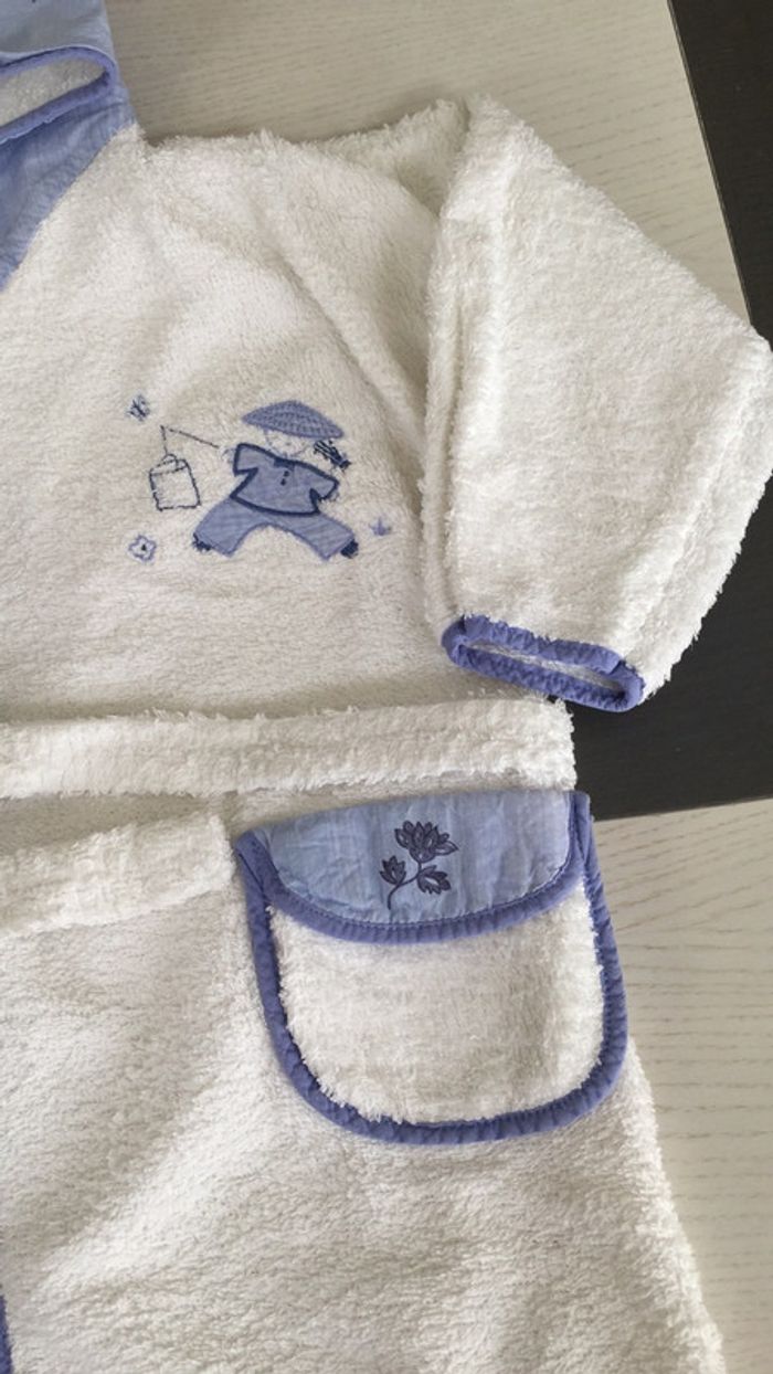 Peignoir blanc bleu  2-3ans Linvosges - photo numéro 2
