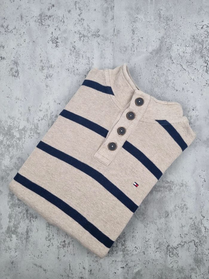 Pull rayé col montant boutonné Tommy Hilfiger XXL Hommes