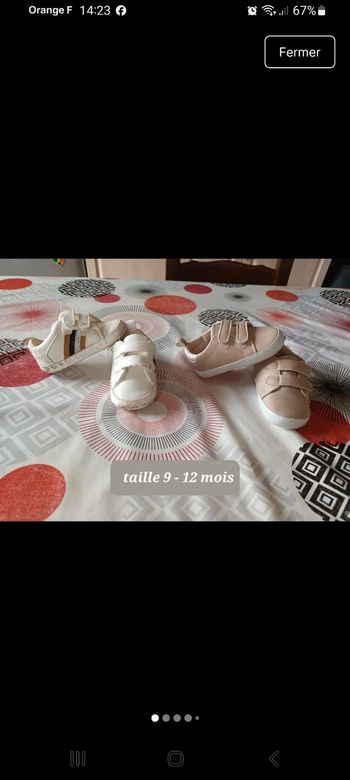 Lot 2 paires chaussures souples bébé mixtes taille 9 12 mois