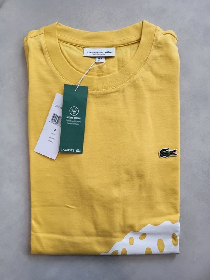 T-Shirt lacoste jaune Manche Courte Oversized Crocodile Print - photo numéro 5