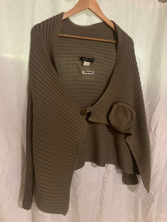 Cardigan grosse maille original La fée maraboutée taille XL kaki très bon état - photo numéro 3