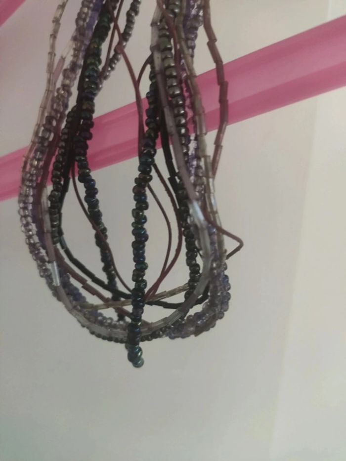 Collier multirangs perles violet - photo numéro 6