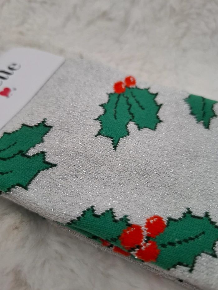 Paire de chaussettes à paillettes imprimé houx - photo numéro 2