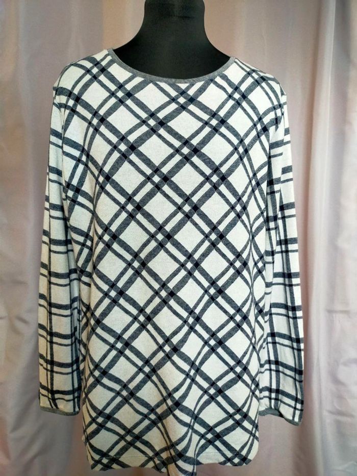 Pull fin à carreaux – Cecil – Taille M - photo numéro 3