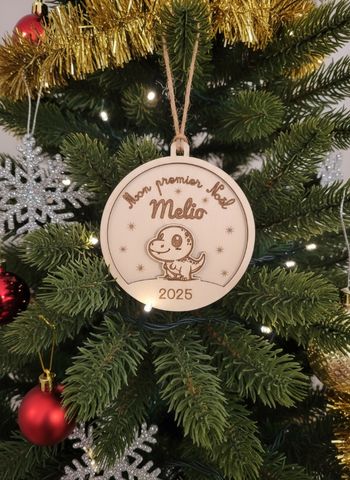 Boule de Noël en bois personnalisée " Mon premier Noë "
