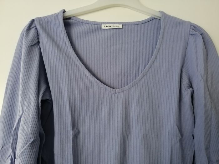 Tee shirt manches longues violet pâle Cache Cache taille S neuf - photo numéro 2