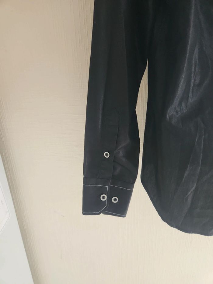 Chemise manches longues noire effet brillant M'rode S - photo numéro 10