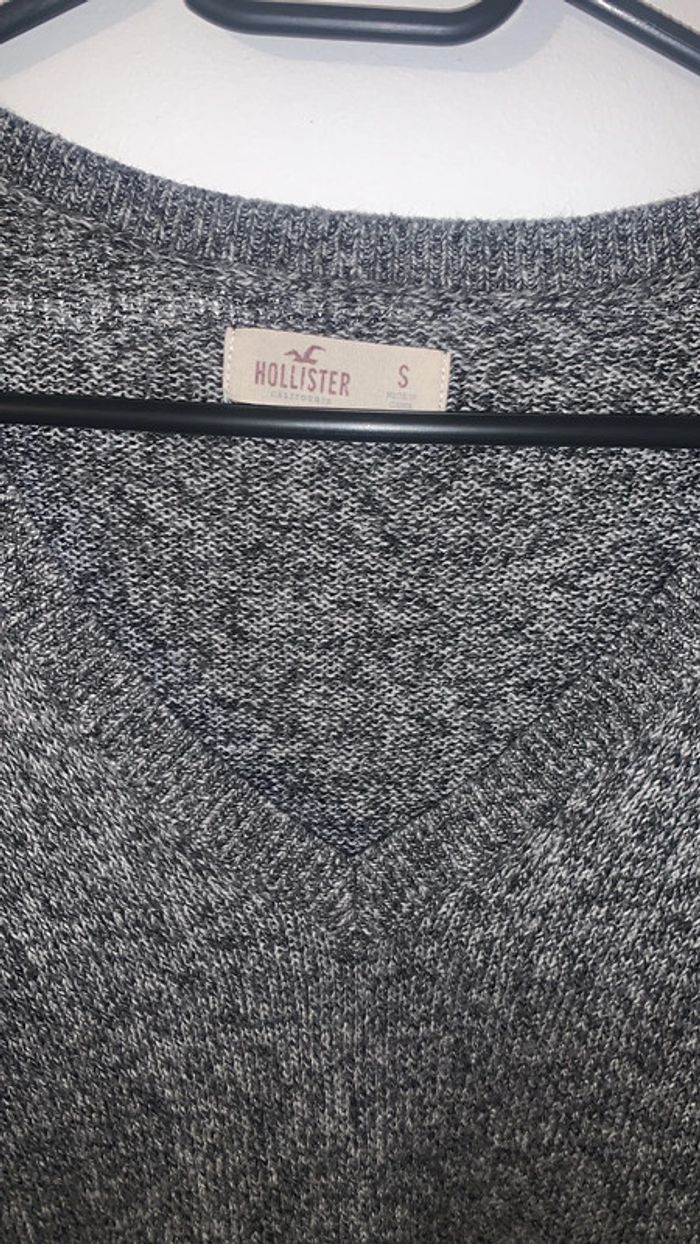 Pull col v gris chiné Hollister - photo numéro 3