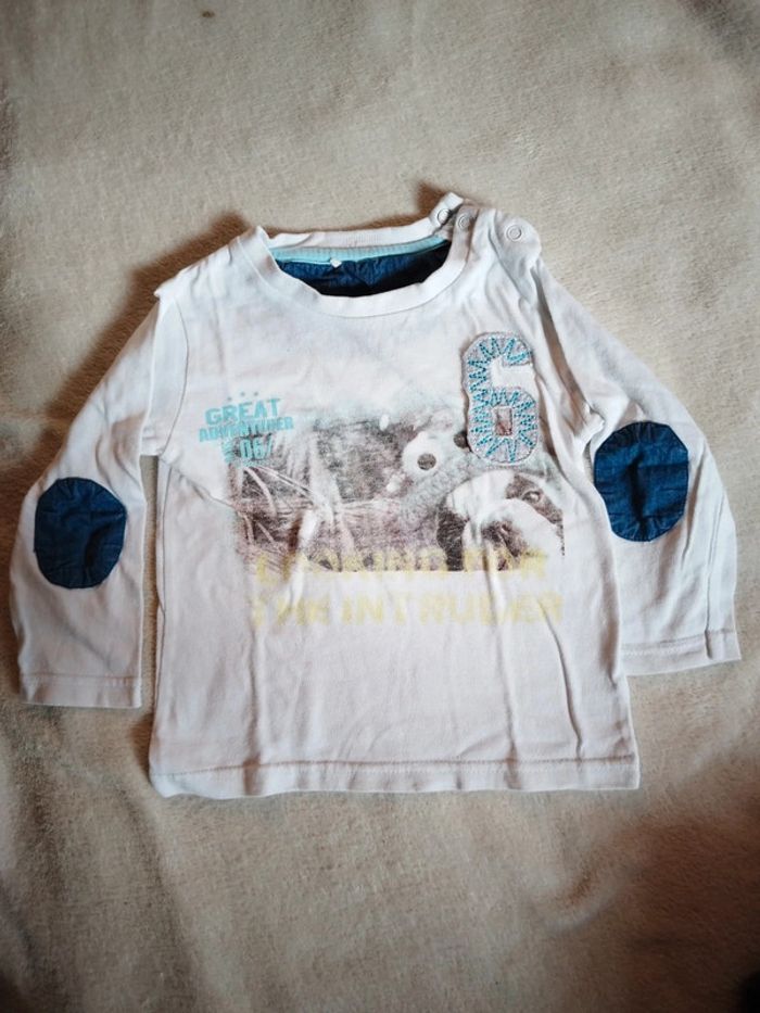 Tee-shirt manches longues TQF blanc taille 2 ans
