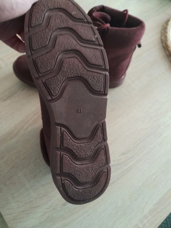 Bottines suédine prune/Bordeaux - photo numéro 2