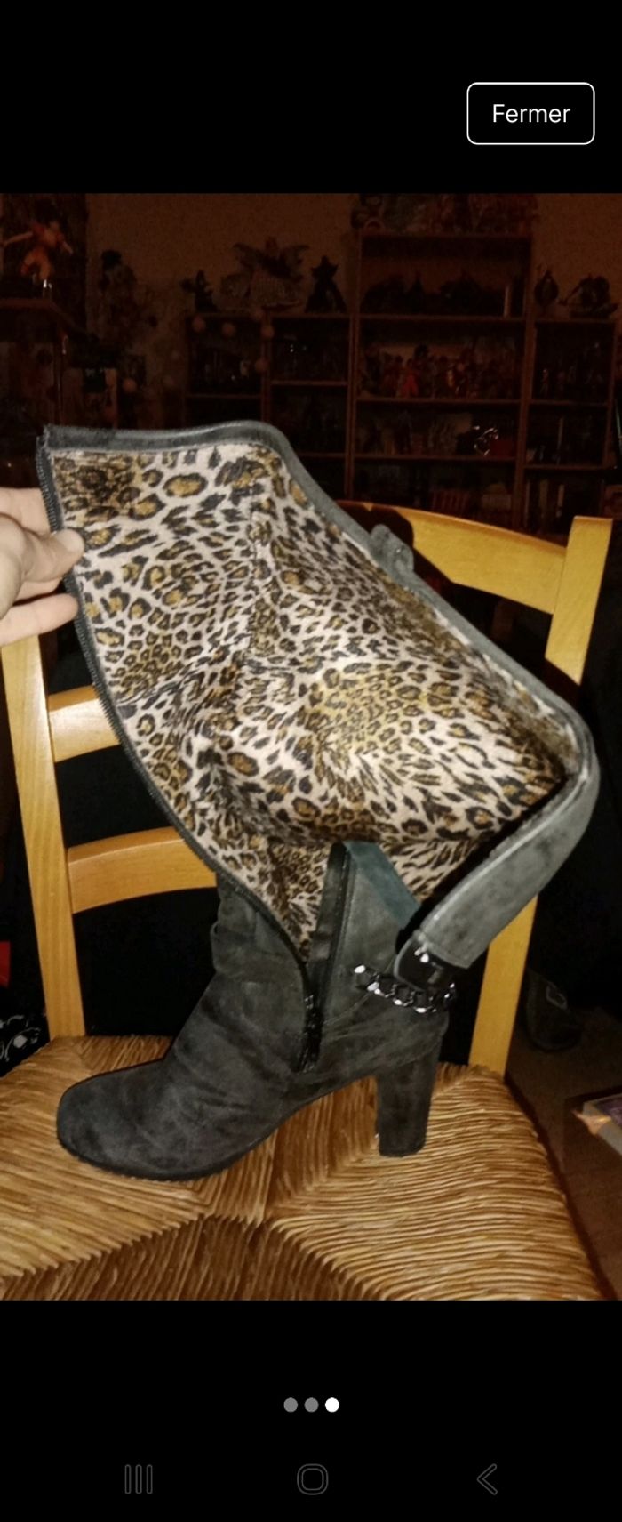 Bottes a talons femme grise leopard - photo numéro 3