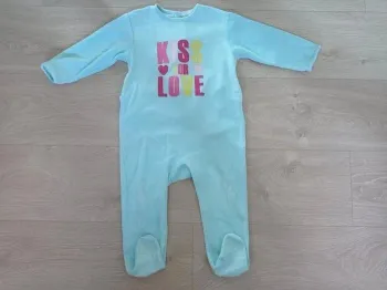Pyjama velours fille 1 pièce bleu Kitchoun 24 mois